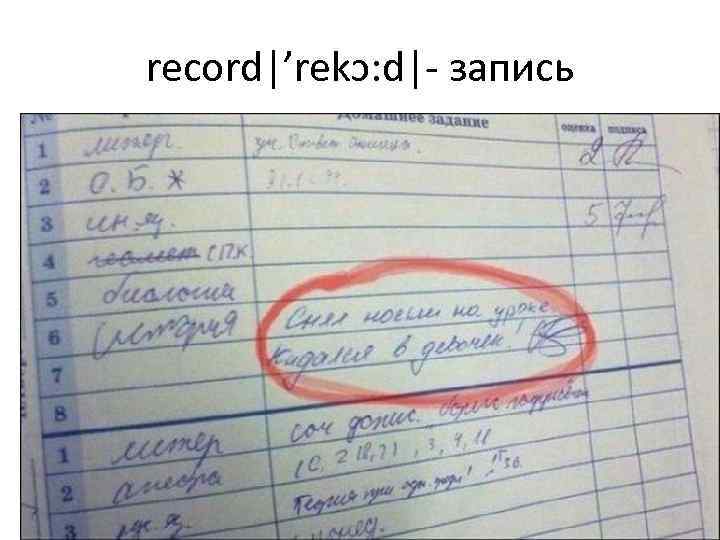 record|’rekɔ: d|- запись 