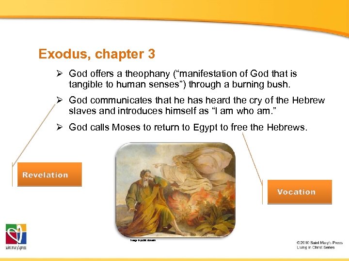 Exodus, chapter 3 Ø God offers a theophany (“manifestation of God that is tangible