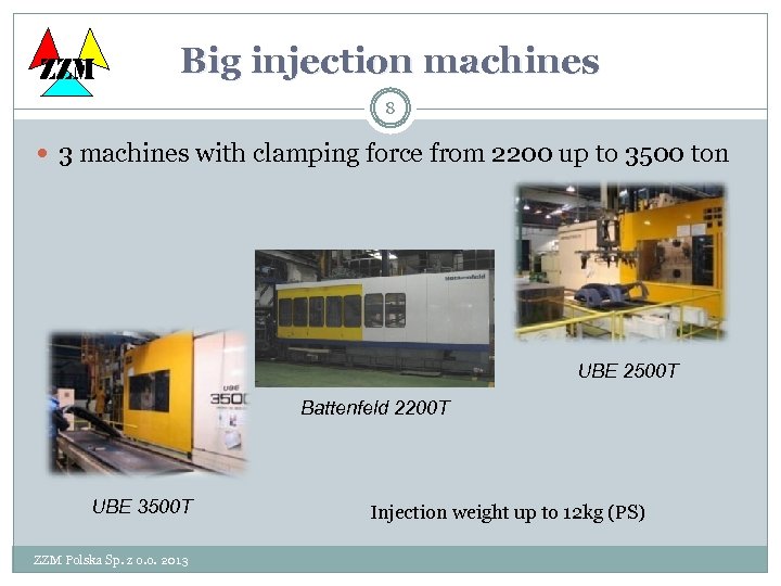 ZZM Big injection machines 8 3 machines with clamping force from 2200 up to