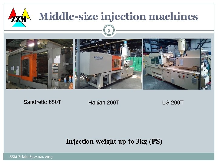 ZZM Middle-size injection machines 9 Sandretto 650 T Haitian 200 T LG 200 T