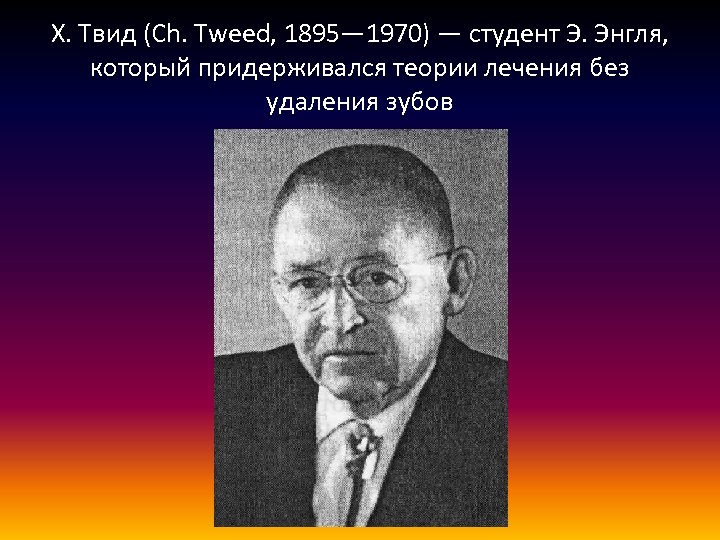 X. Твид (Ch. Tweed, 1895— 1970) — студент Э. Энгля, который придерживался теории лечения