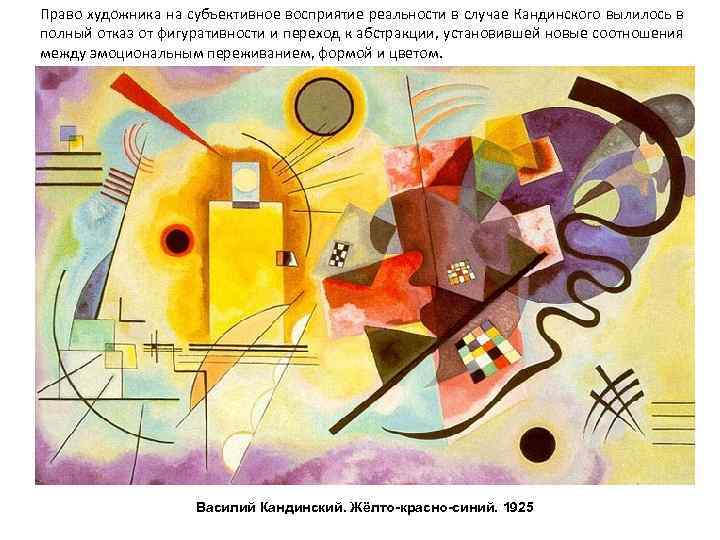 Право художника на субъективное восприятие реальности в случае Кандинского вылилось в полный отказ от