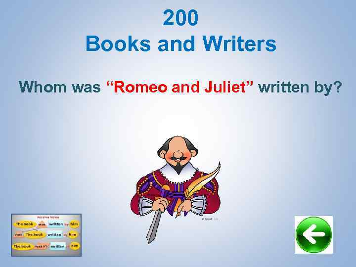 200 Books and Writers Whom was “Romeo and Juliet” written by? 