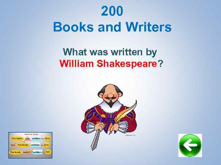 200 Books and Writers What was written by William Shakespeare? 