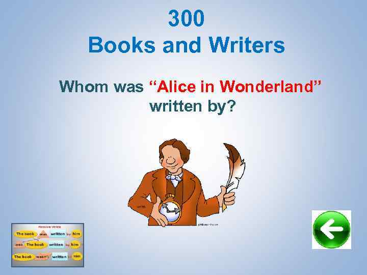 300 Books and Writers Whom was “Alice in Wonderland” written by? 