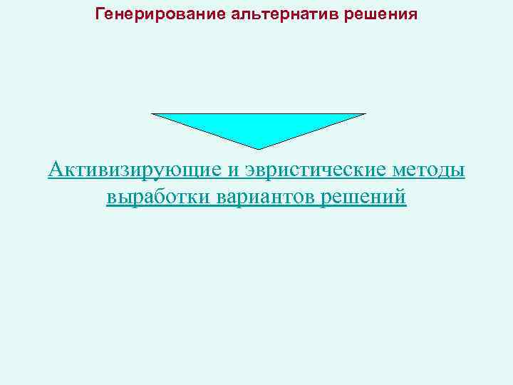 Генерирование альтернатив решения Активизирующие и эвристические методы выработки вариантов решений 