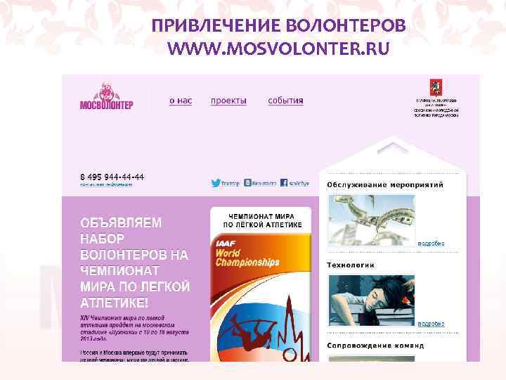 ПРИВЛЕЧЕНИЕ ВОЛОНТЕРОВ WWW. MOSVOLONTER. RU 