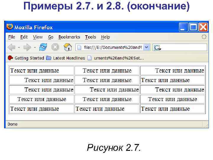 Примеры 2. 7. и 2. 8. (окончание) Рисунок 2. 7. 