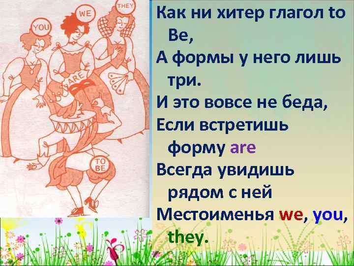 Как ни хитер глагол to Be, А формы у него лишь три. И это