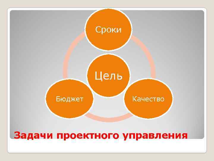 Сроки Цель Бюджет Качество Задачи проектного управления 