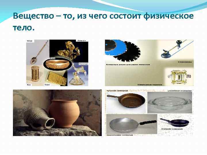 Вещество – то, из чего состоит физическое тело. 