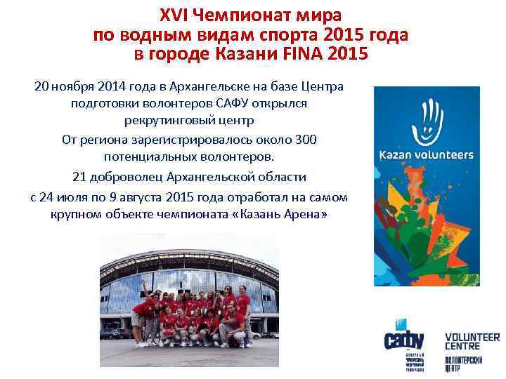 XVI Чемпионат мира по водным видам спорта 2015 года в городе Казани FINA 2015