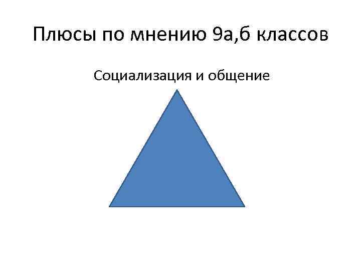 Плюсы по мнению 9 а, б классов Социализация и общение 