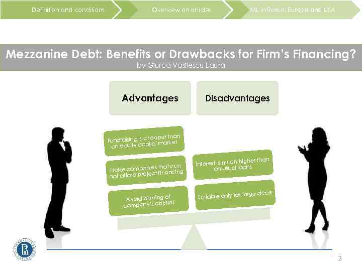 Definition and conditions Overview on articles ML in Russia, Europe and USA Mezzanine Debt: