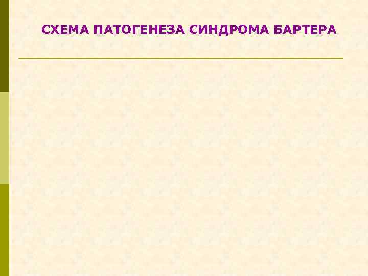 СХЕМА ПАТОГЕНЕЗА СИНДРОМА БАРТЕРА 