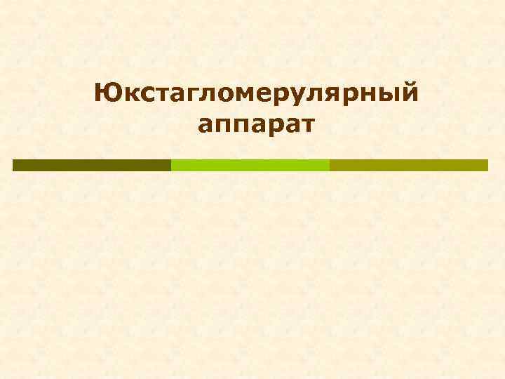 Юкстагломерулярный аппарат 