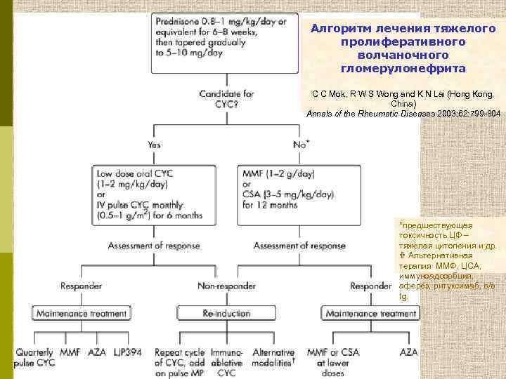 Алгоритм лечения тяжелого пролиферативного волчаночного гломерулонефрита C C Mok, R W S Wong and