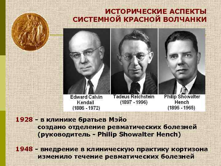 ИСТОРИЧЕСКИЕ АСПЕКТЫ СИСТЕМНОЙ КРАСНОЙ ВОЛЧАНКИ 1928 - в клинике братьев Мэйо создано отделение ревматических