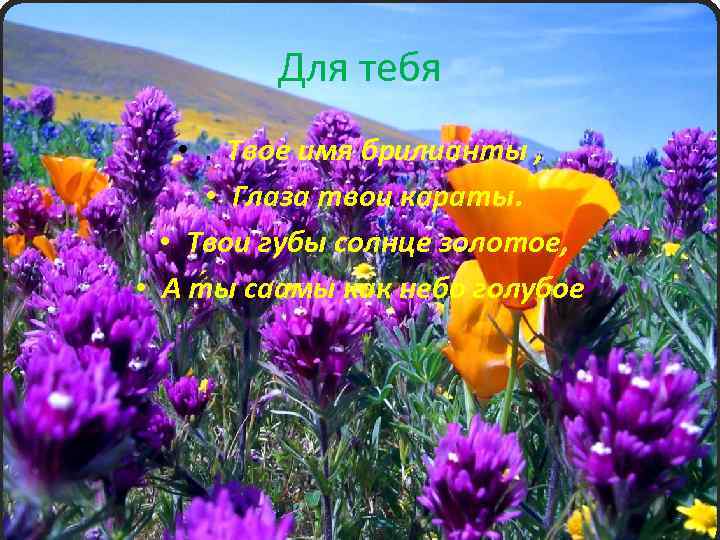 Для тебя • . Твое имя брилианты , • Глаза твои караты. . •