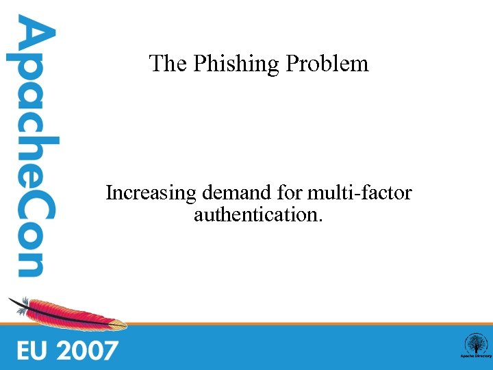 The Phishing Problem Increasing demand for multi-factor authentication. 