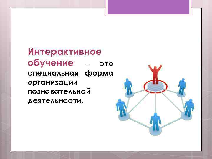 Интерактивное обучение - это специальная форма организации познавательной деятельности. 