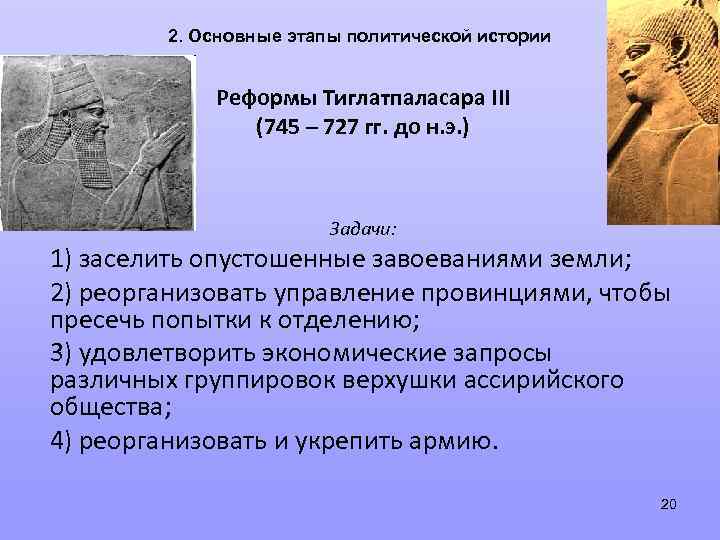 2. Основные этапы политической истории Реформы Тиглатпаласара III (745 – 727 гг. до н.