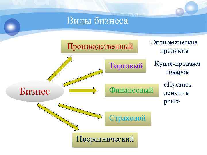 Виды экономических продуктов