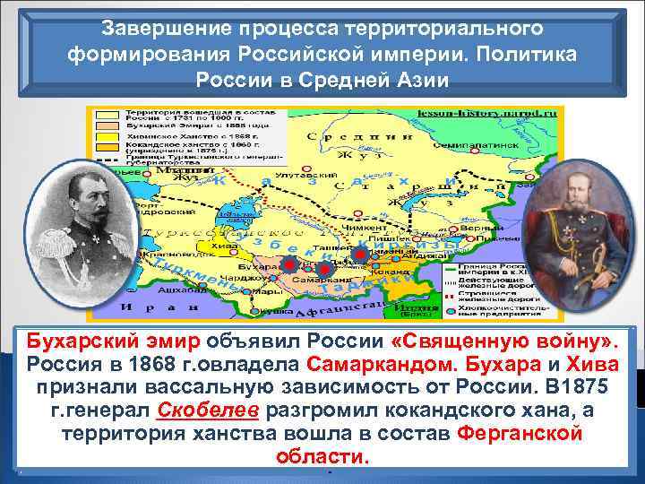 Завершение процесса территориального формирования Российской империи. Политика России в Средней Азии Бухарский эмир объявил