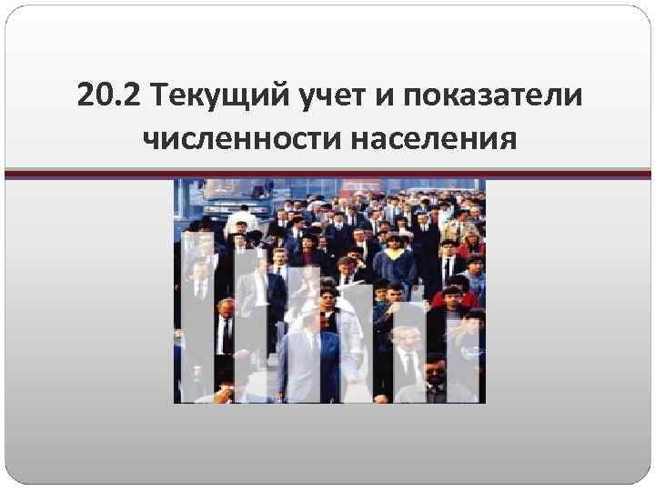 20. 2 Текущий учет и показатели численности населения 
