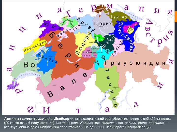 Административное деление Швейцарии как федеративной республики включает в себя 26 кантонов (20 кантонов и