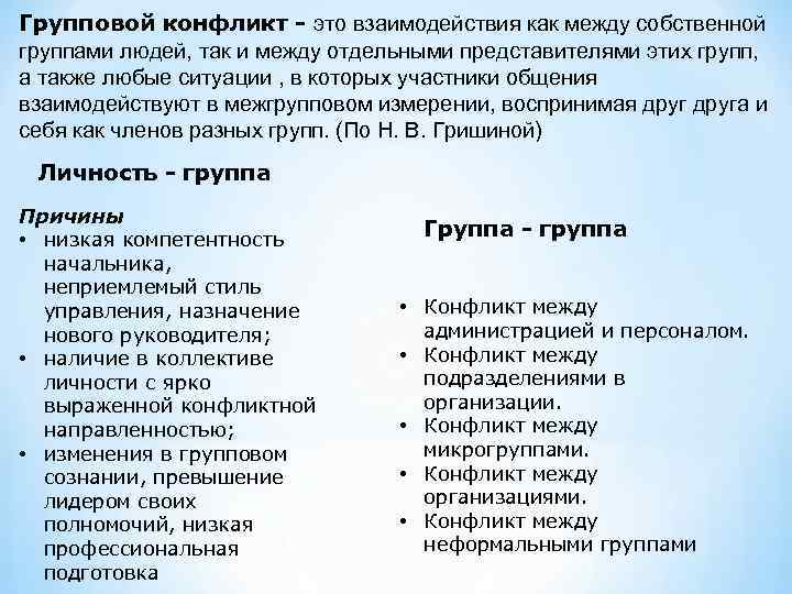 Групповой конфликт - это взаимодействия как между собственной группами людей, так и между отдельными