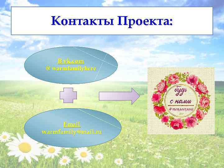 Контакты Проекта: В vk. com @ warmfamilyhere Email warmfamily@mail. ru 