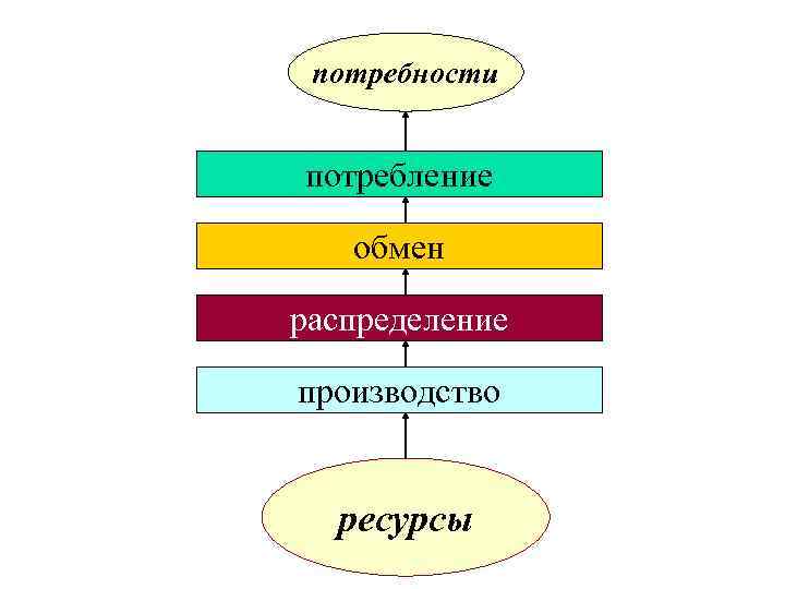 потребности потребление обмен распределение производство ресурсы 