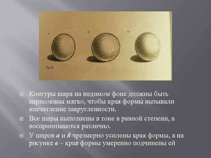  Контуры шара на видимом фоне должны быть нарисованы мягко, чтобы края формы вызывали