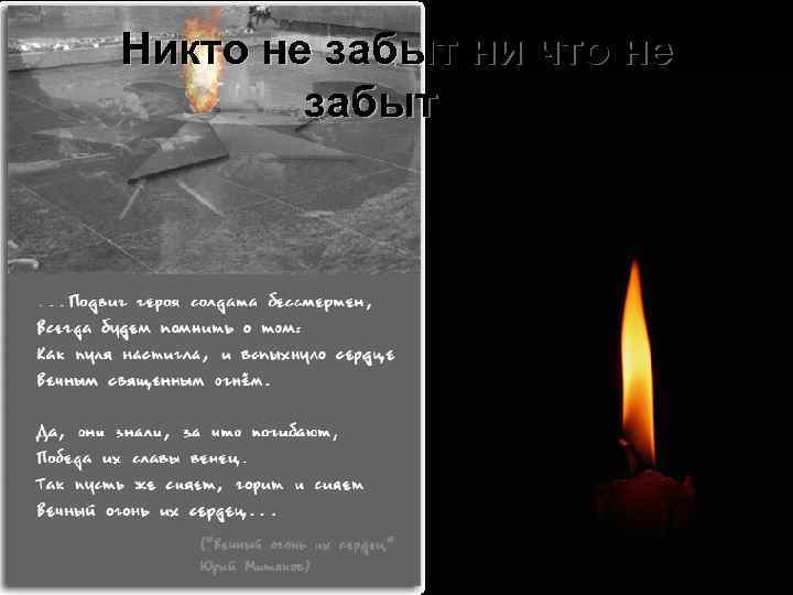 Никто не забыт ни что не забыто. . 