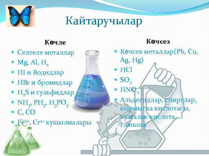 Кайтаручылар § § § § Көчле Селтеле металлар Mg, Al, H 2 HI и