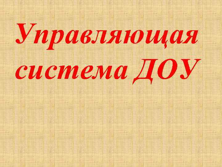 Управляющая система ДОУ 