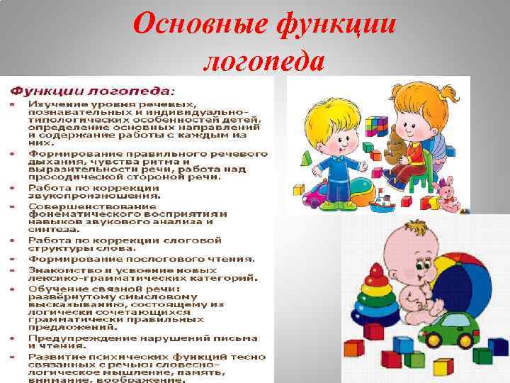 Основные функции логопеда 