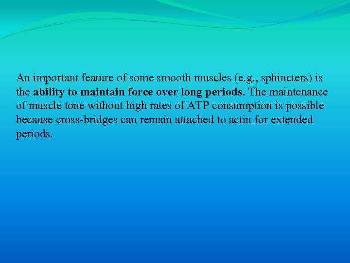 An important feature of some smooth muscles (e. g. , sphincters) is the ability