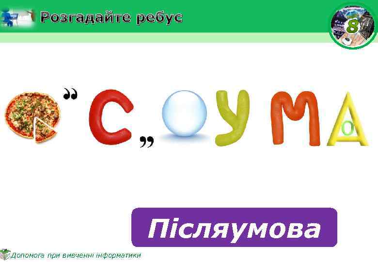 Розгадайте ребус Післяумова Допомога при вивченні інформатики 