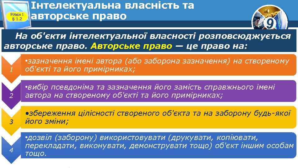 Розділ 1 § 1. 2 Інтелектуальна власність та авторське право 9 На об'єкти інтелектуальної