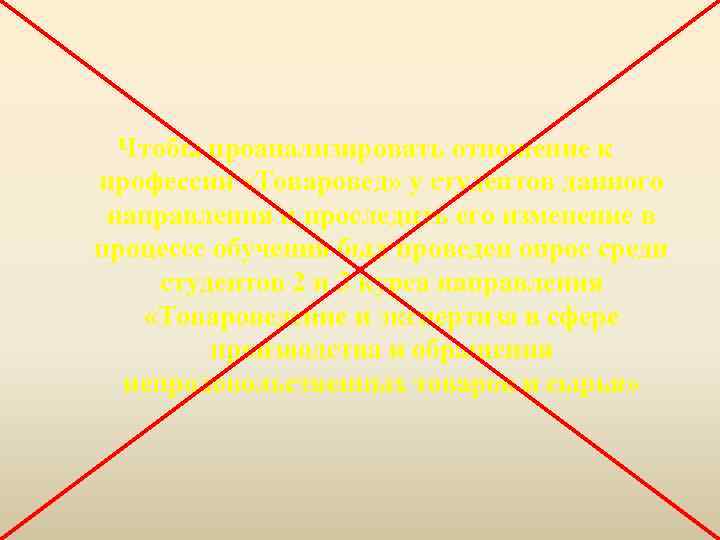 Чтобы проанализировать отношение к профессии «Товаровед» у студентов данного направления и проследить его изменение