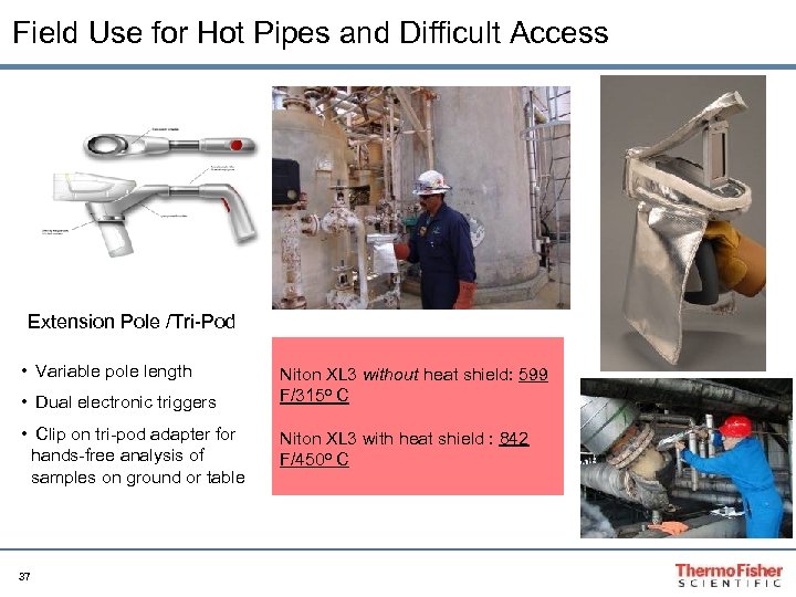  Field Use for Hot Pipes and Difficult Access Extension Pole /Tri-Pod • Variable