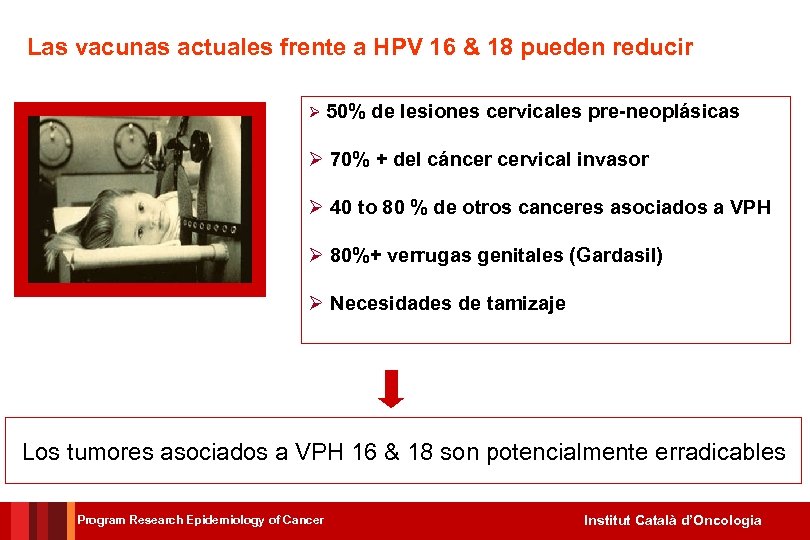 Las vacunas actuales frente a HPV 16 & 18 pueden reducir Ø 50% de