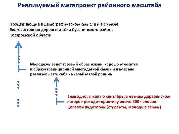 Реализуемый мегапроект районного масштаба Процветающие в демографическом смысле и в смысле благосостояния деревни и