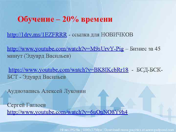 Обучение – 20% времени http: //1 drv. ms/1 EZFRRR - ссылка для НОВИЧКОВ http: