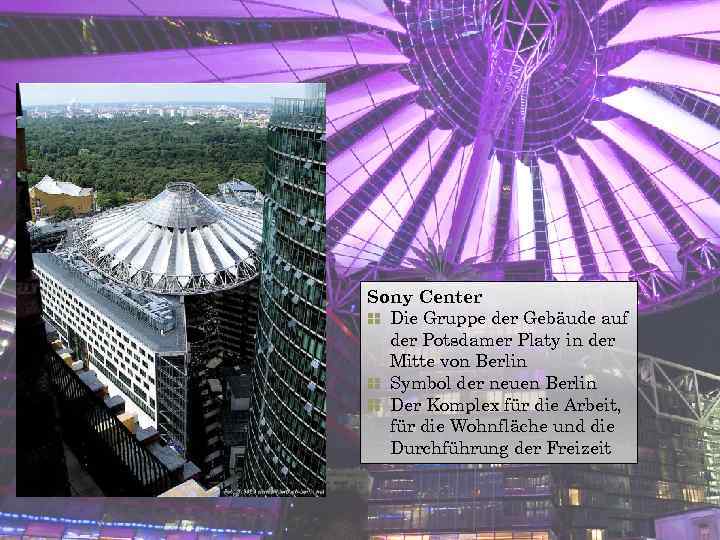 Sony Center Die Gruppe der Gebäude auf der Potsdamer Platy in der Mitte von