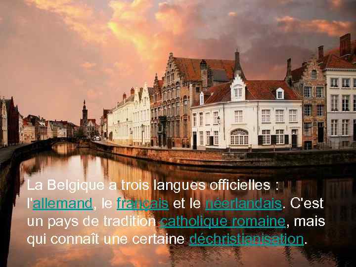 La Belgique a trois langues officielles : l'allemand, le français et le néerlandais.