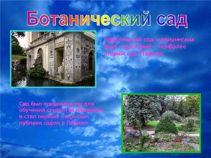 Королевский сад медицинских трав и растений – наиболее старый сад Парижа. Сад был предназначен