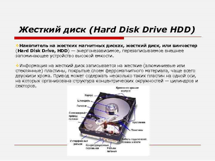 Жесткий диск (Hard Disk Drive HDD) v. Накопитель на жестких магнитных дисках, жесткий диск,